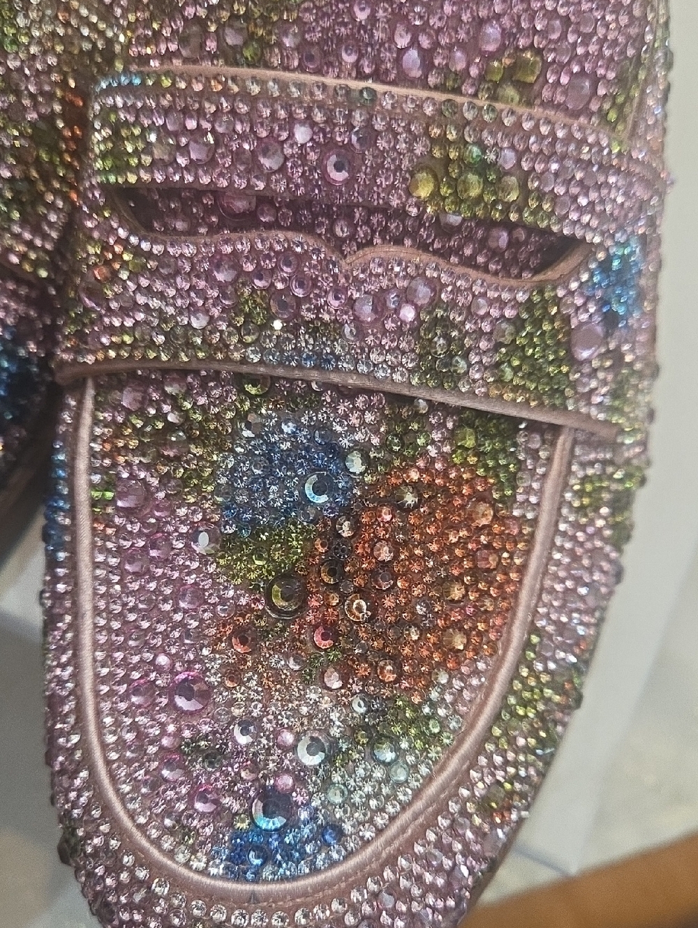 Betsey Johnson Pink ARON Multicolor Crystal Floral Loafers - Picture 3 of 5